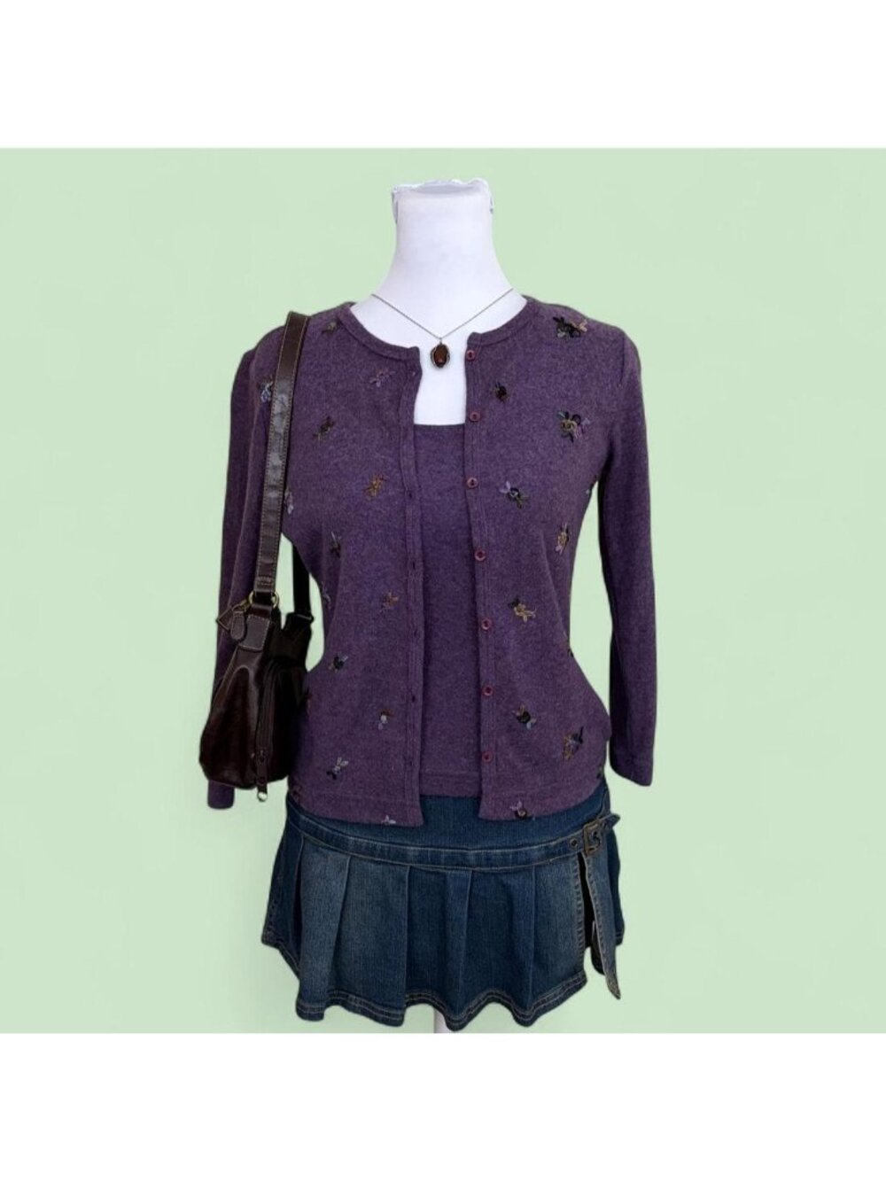 90s floral cottagecore cardigan twinset
